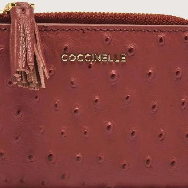 Tassel Ostrich Brandy Women Coccinelle Wallets and Small Leather Goods Tassel Ostrich Brandy Women Coccinelle Wallets and Small Leather Goods