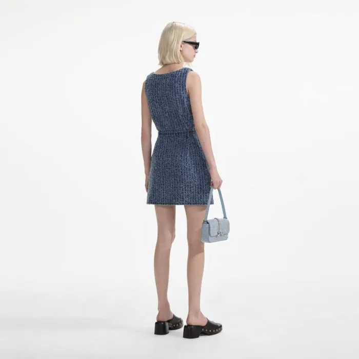 Textured Denim Mini Dress Women Self Portrait Dresses