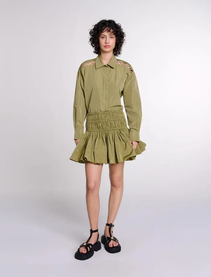 Tops and Shirts Women Maje Openwork Shirt Khaki