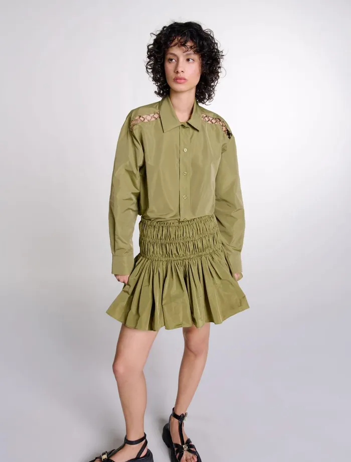 Tops and Shirts Women Maje Openwork Shirt Khaki