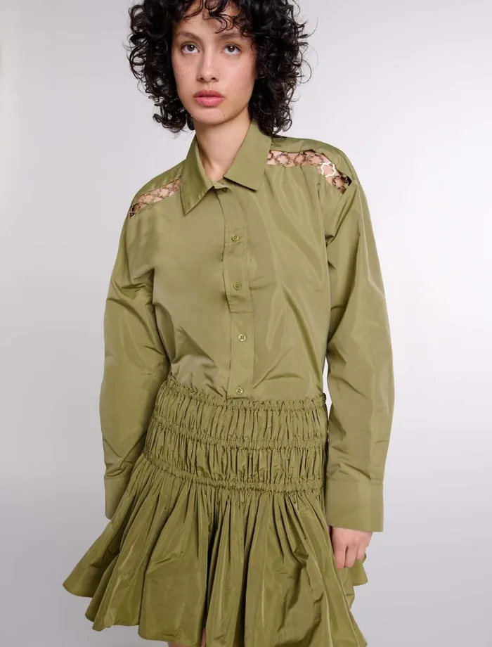 Tops and Shirts Women Maje Openwork Shirt Khaki
