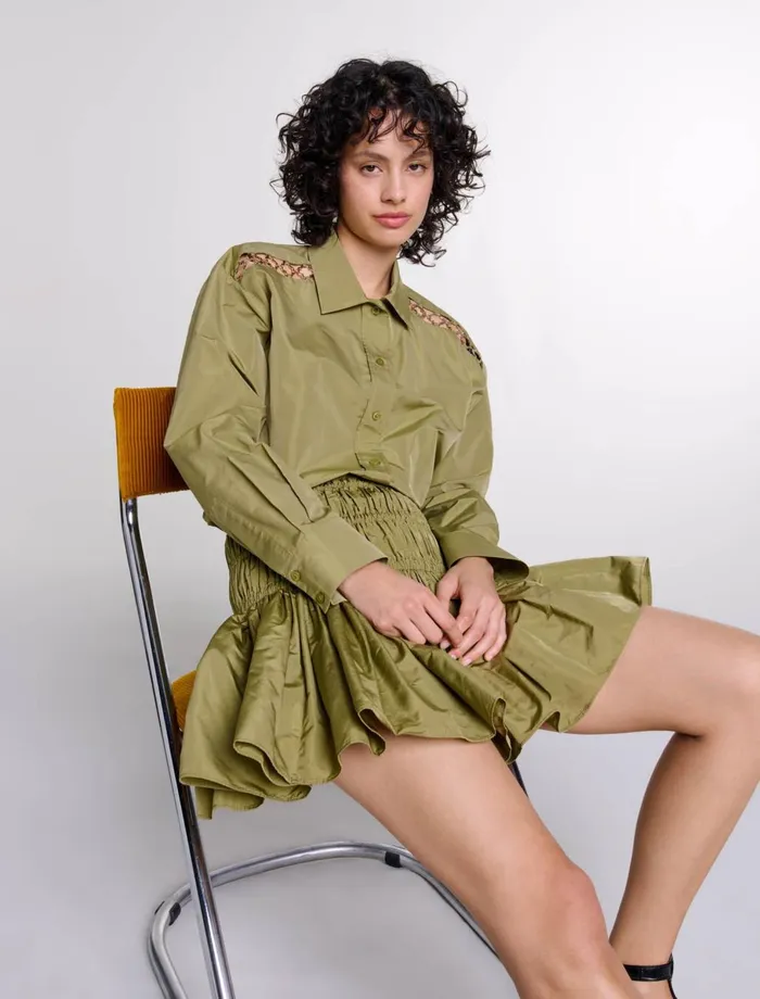 Tops and Shirts Women Maje Openwork Shirt Khaki