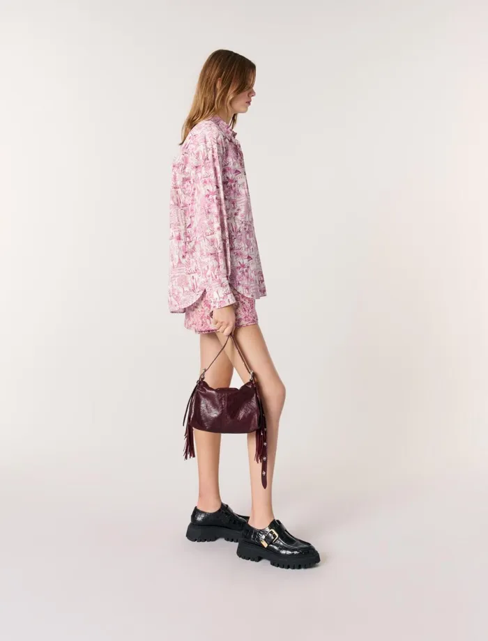 Tops and Shirts Women Maje Oversize Patterned Shirt Paris Pink Print
