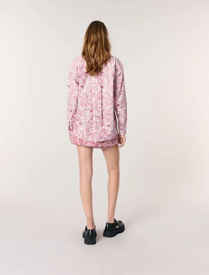 Tops and Shirts Women Maje Oversize Patterned Shirt Paris Pink Print