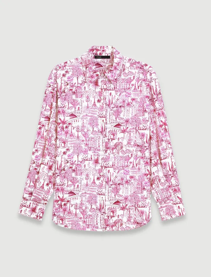 Tops and Shirts Women Maje Oversize Patterned Shirt Paris Pink Print