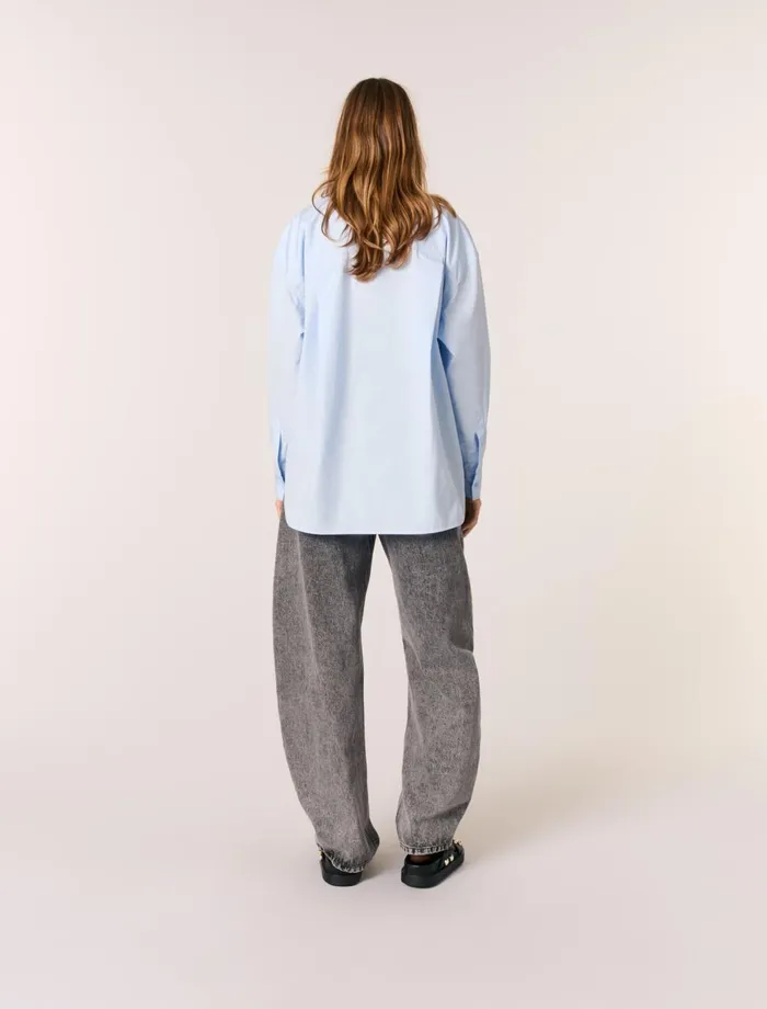 Tops and Shirts Women Maje Poplin Shirt With Rhinestones Blue
