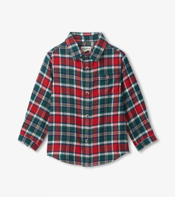 Tops Baby and Toddler Hatley Christmas Plaid Toddler Button Down Shirt