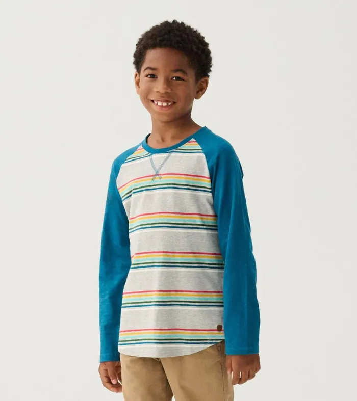 Tops Boys Hatley Boys Retro Stripes Long Sleeve Raglan TShirt