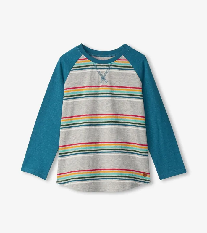 Tops Boys Hatley Boys Retro Stripes Long Sleeve Raglan TShirt