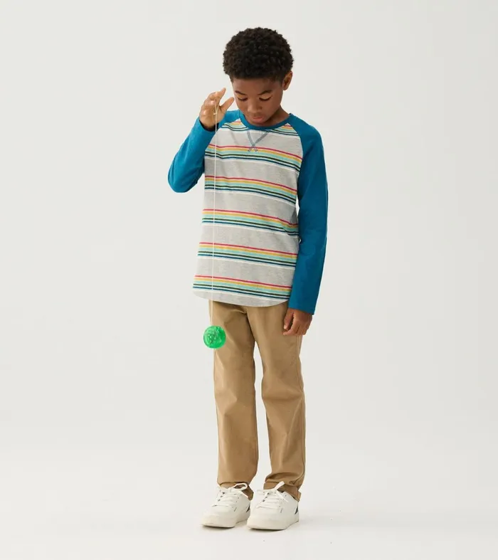 Tops Boys Hatley Boys Retro Stripes Long Sleeve Raglan TShirt