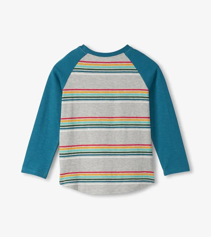 Tops Boys Hatley Boys Retro Stripes Long Sleeve Raglan TShirt