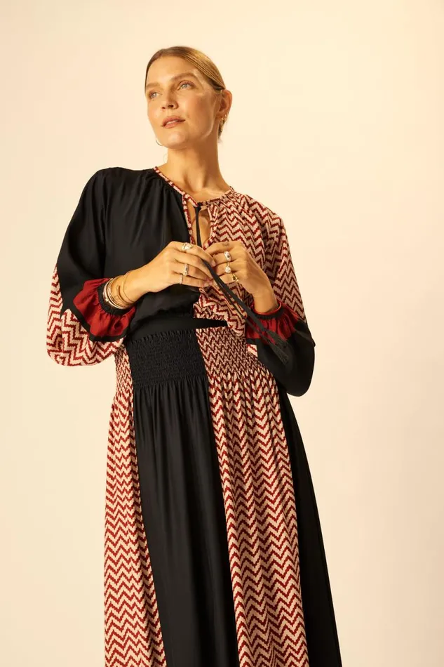 Tops Shop Natalie Martin AMELIA TOP Block Zigzag Noire