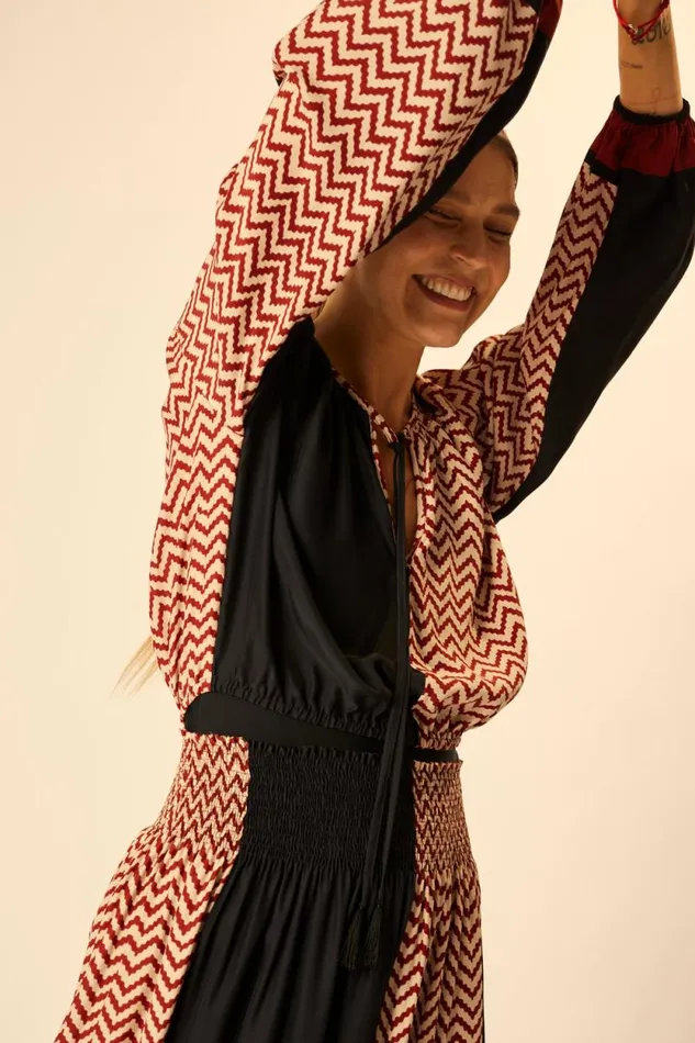 Tops Shop Natalie Martin AMELIA TOP Block Zigzag Noire