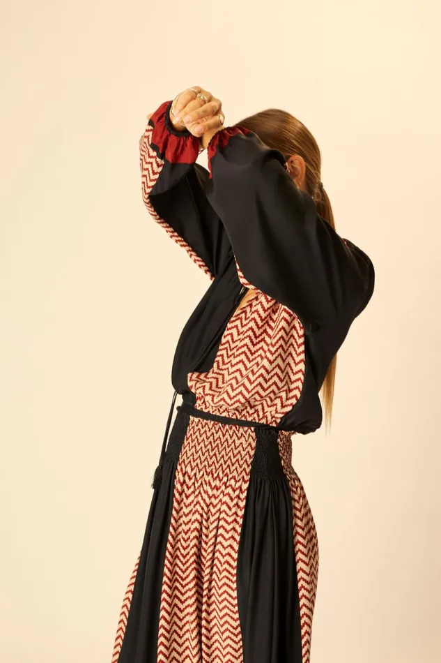 Tops Shop Natalie Martin AMELIA TOP Block Zigzag Noire