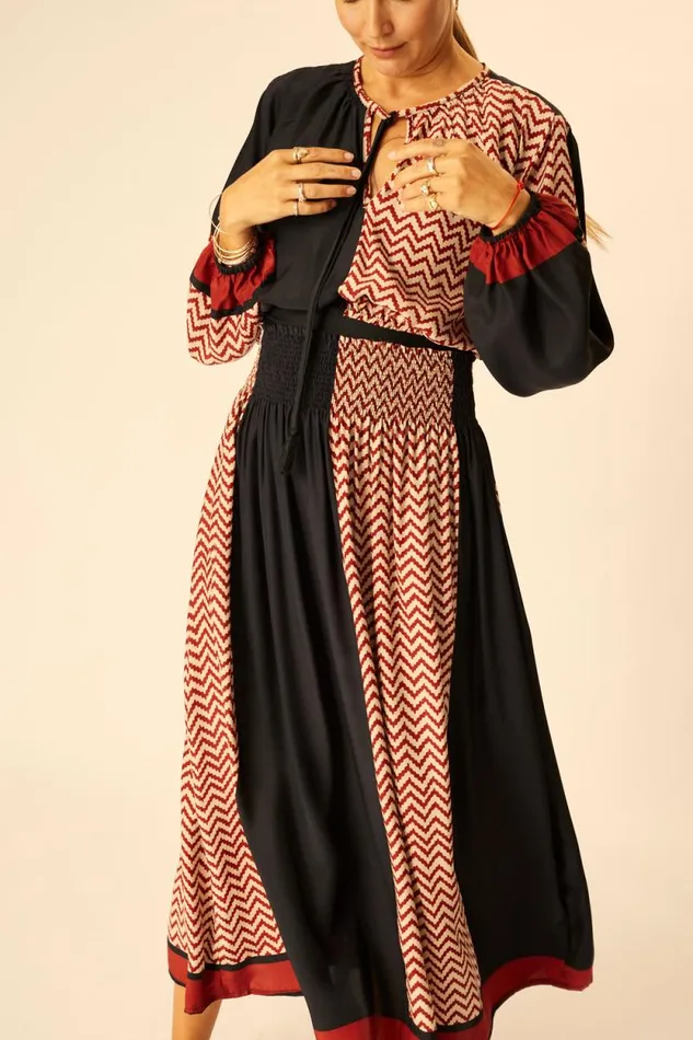Tops Shop Natalie Martin AMELIA TOP Block Zigzag Noire