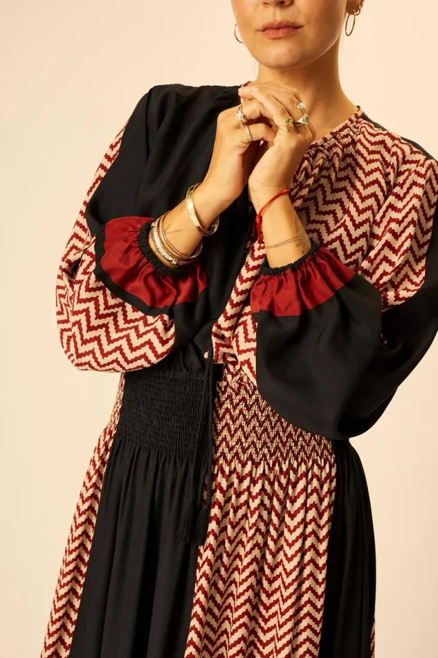 Tops Shop Natalie Martin AMELIA TOP Block Zigzag Noire