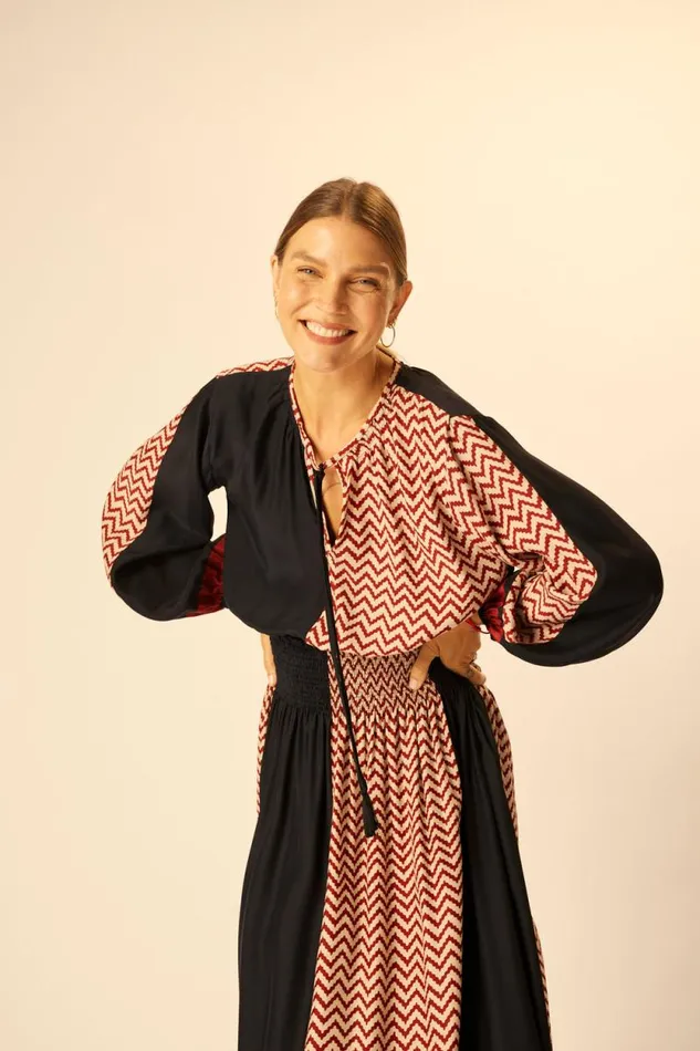 Tops Shop Natalie Martin AMELIA TOP Block Zigzag Noire