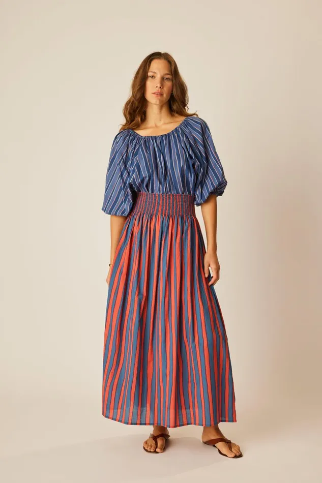 Tops Shop Natalie Martin ELLA TOP Batik Stripe Navy