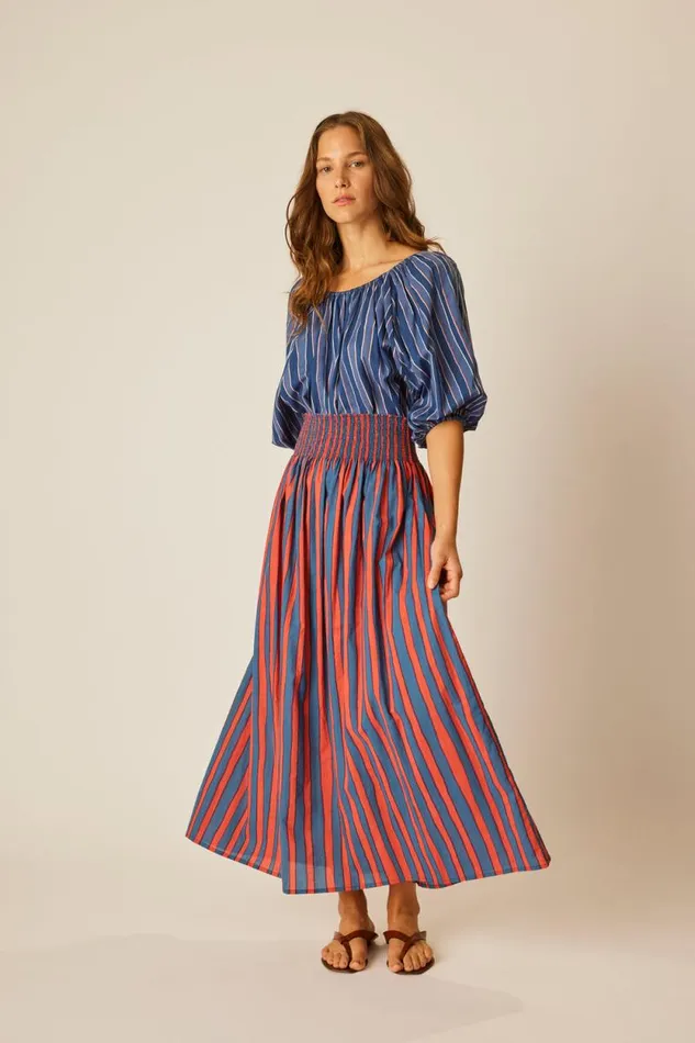Tops Shop Natalie Martin ELLA TOP Batik Stripe Navy