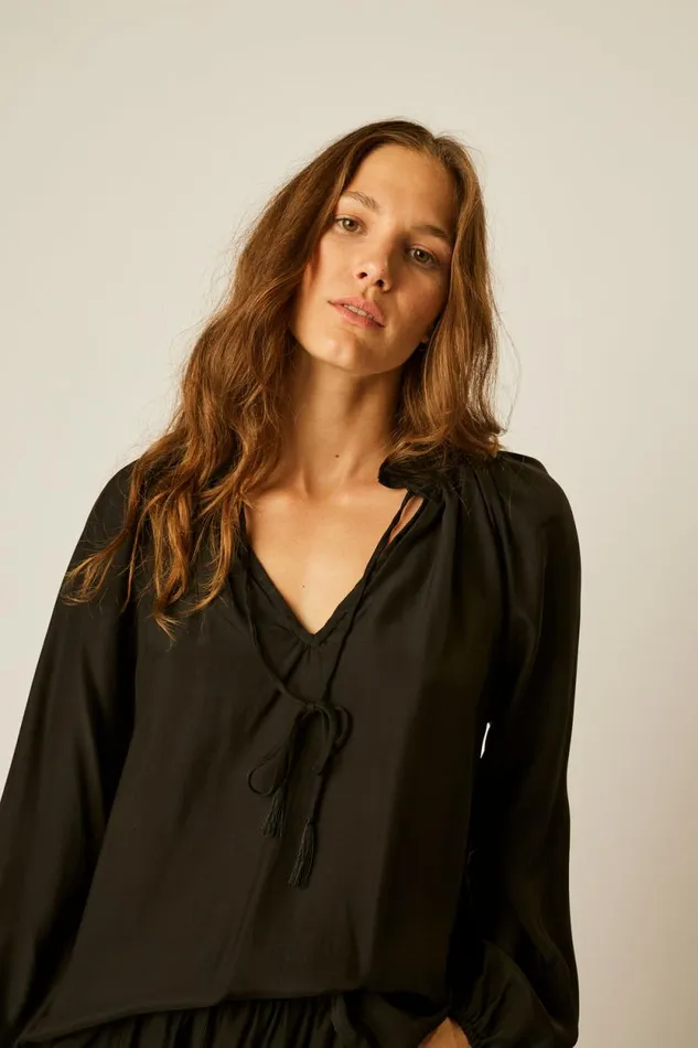 Tops Shop Natalie Martin PENNY BLOUSE Black Silk