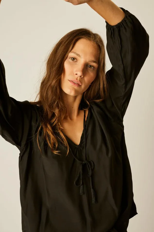 Tops Shop Natalie Martin PENNY BLOUSE Black Silk