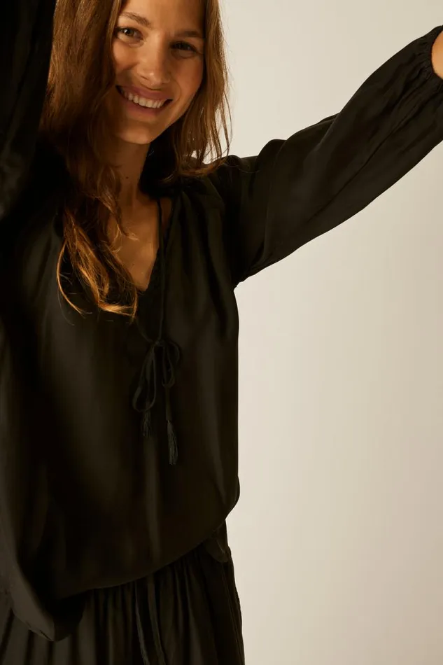 Tops Shop Natalie Martin PENNY BLOUSE Black Silk