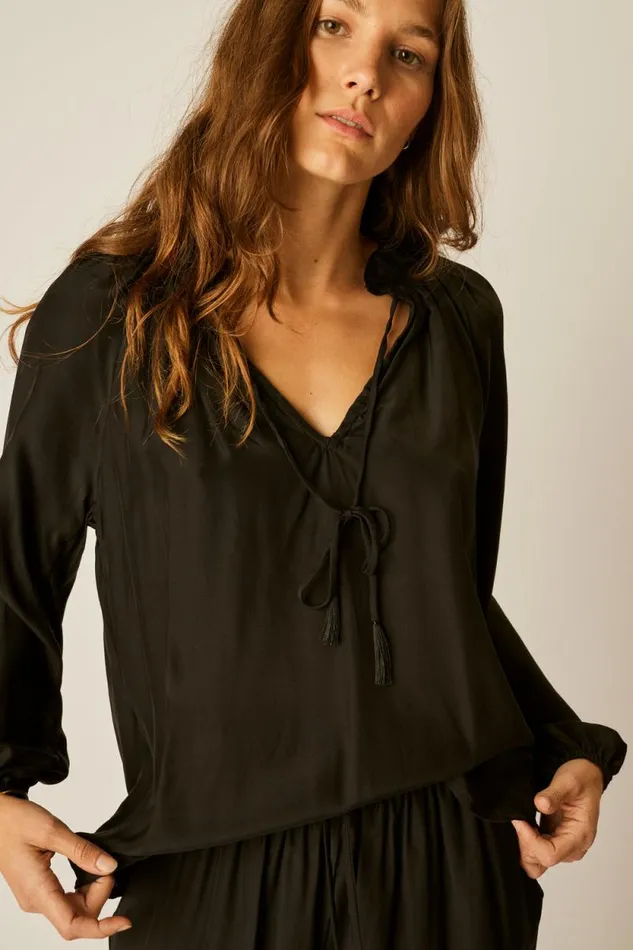 Tops Shop Natalie Martin PENNY BLOUSE Black Silk