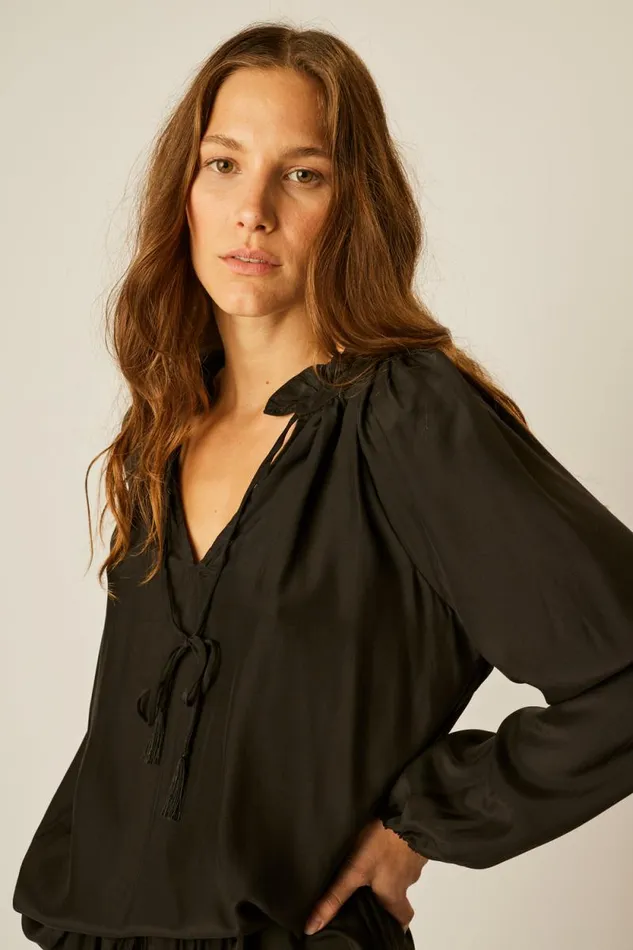 Tops Shop Natalie Martin PENNY BLOUSE Black Silk