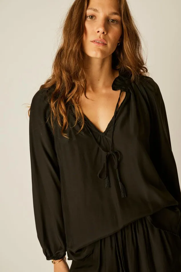 Tops Shop Natalie Martin PENNY BLOUSE Black Silk