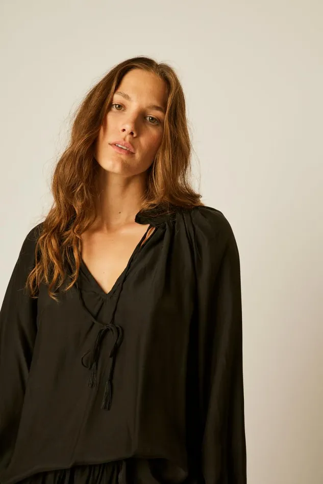 Tops Shop Natalie Martin PENNY BLOUSE Black Silk