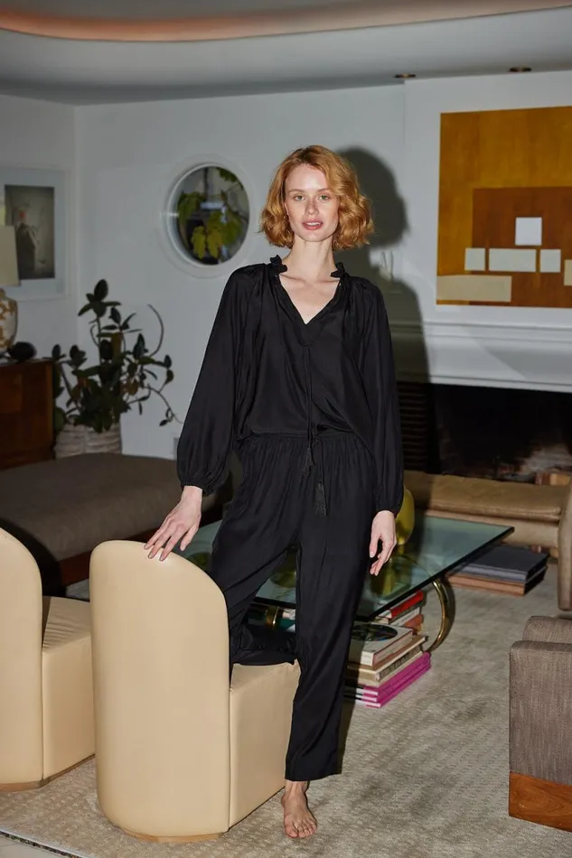 Tops Shop Natalie Martin PENNY BLOUSE Black Silk