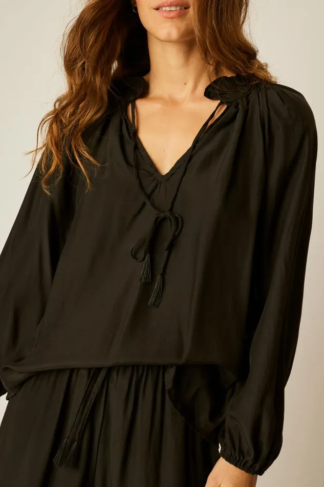 Tops Shop Natalie Martin PENNY BLOUSE Black Silk