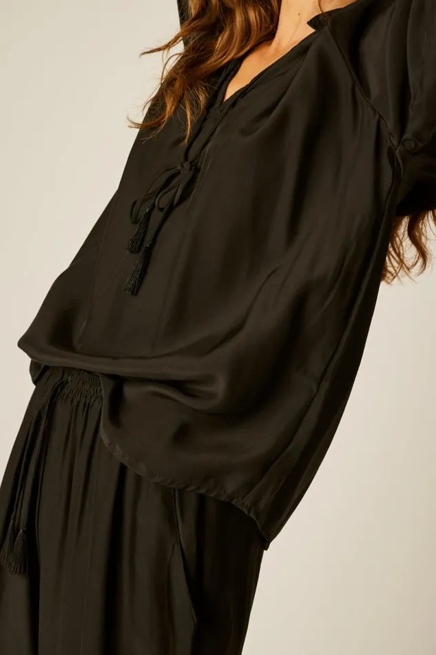 Tops Shop Natalie Martin PENNY BLOUSE Black Silk