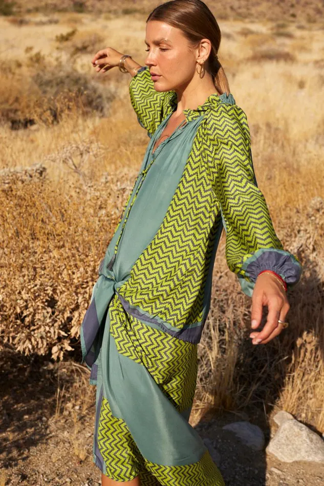 Tops Shop Natalie Martin PENNY BLOUSE Block Zigzag Lime