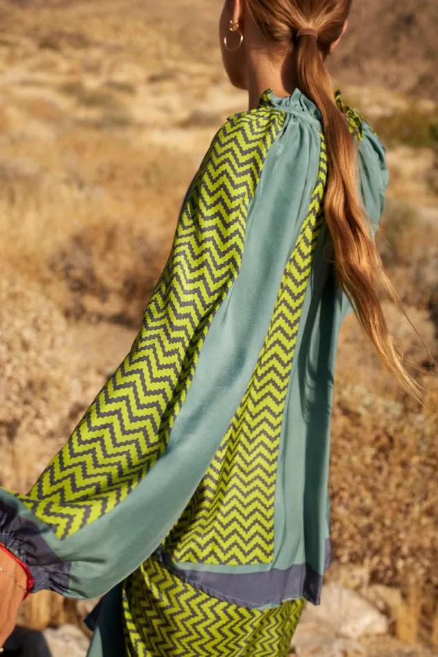 Tops Shop Natalie Martin PENNY BLOUSE Block Zigzag Lime