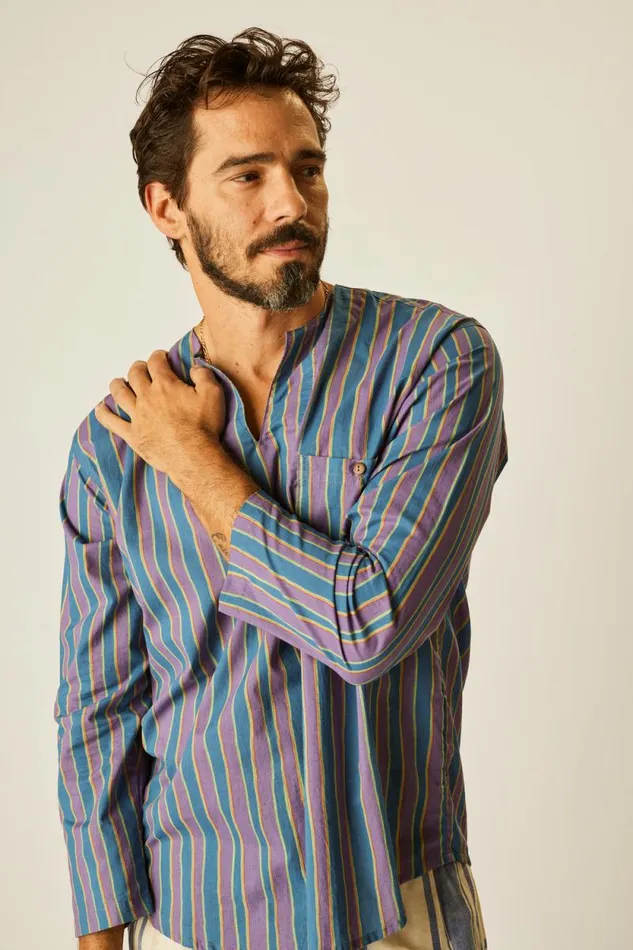 Tops Shop Natalie Martin RYAN SHIRT Batik Stripe Lavender