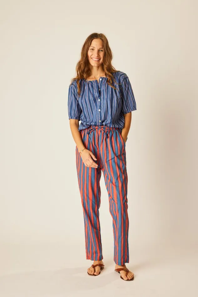 Tops Shop Natalie Martin VIOLET TOP Batik Stripe Navy