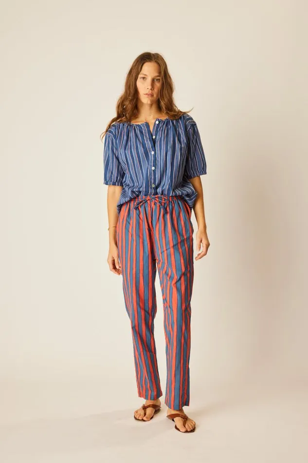 Tops Shop Natalie Martin VIOLET TOP Batik Stripe Navy