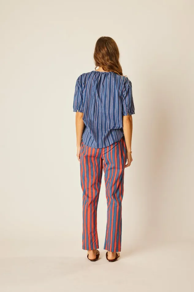 Tops Shop Natalie Martin VIOLET TOP Batik Stripe Navy