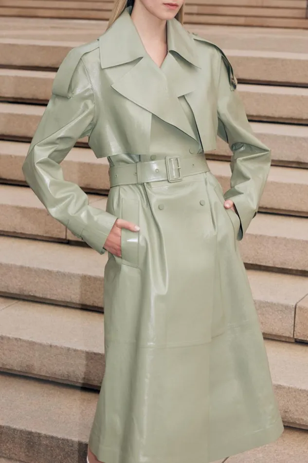 Trenches and Raincoats Women Mackage CARMELA Leather Trench With Belt Black