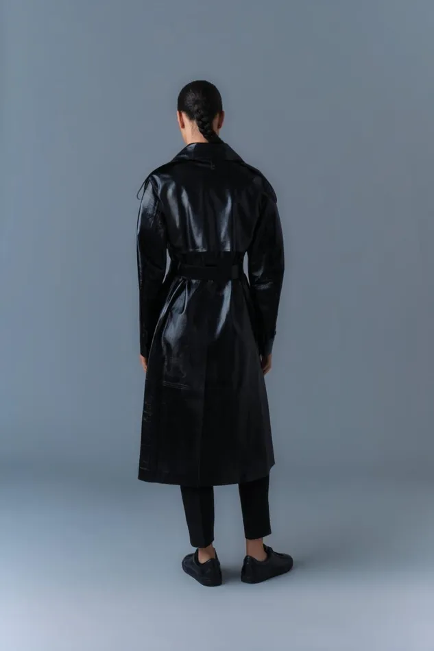 Trenches and Raincoats Women Mackage CARMELA Leather Trench With Belt Black
