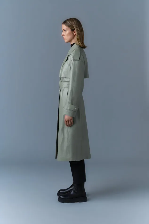 Trenches and Raincoats Women Mackage CARMELA Leather Trench With Belt Black