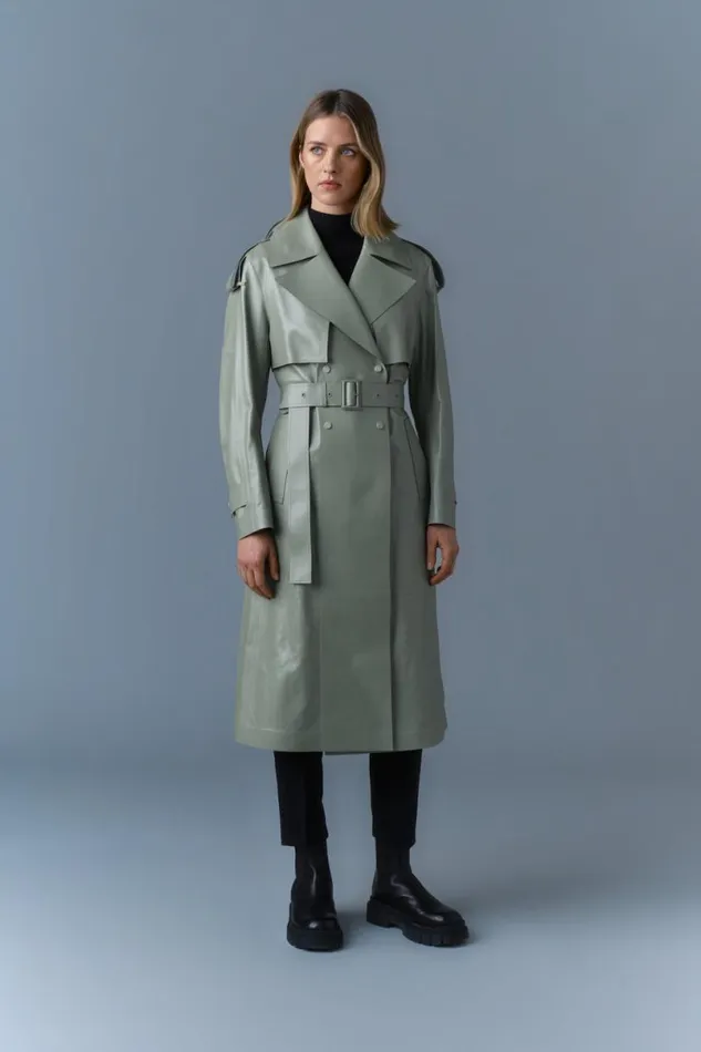 Trenches and Raincoats Women Mackage CARMELA Leather Trench With Belt Black