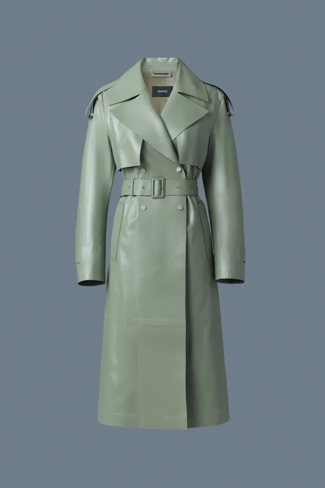 Trenches and Raincoats Women Mackage CARMELA Leather Trench With Belt Black