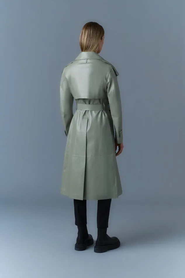 Trenches and Raincoats Women Mackage CARMELA Leather Trench With Belt Black