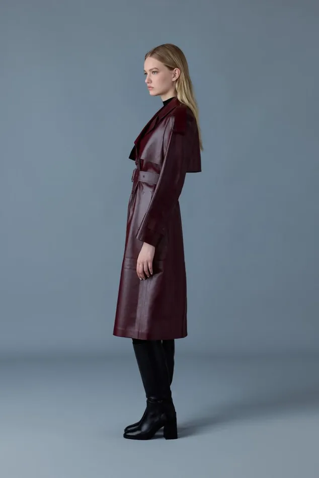 Trenches and Raincoats Women Mackage CARMELA Leather Trench With Belt Black