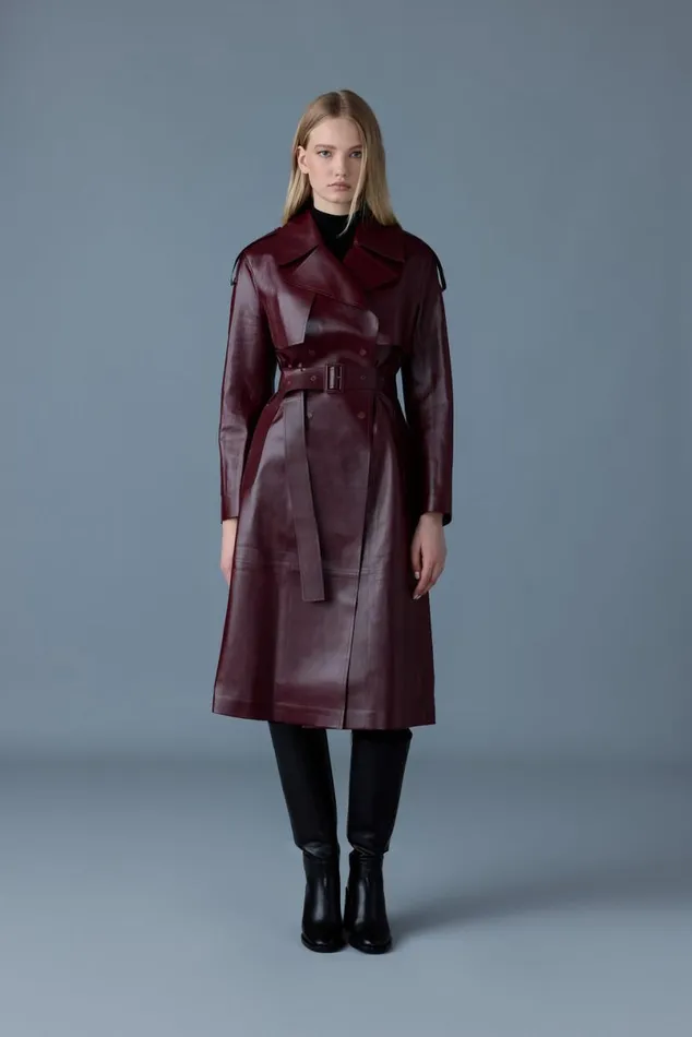 Trenches and Raincoats Women Mackage CARMELA Leather Trench With Belt Black