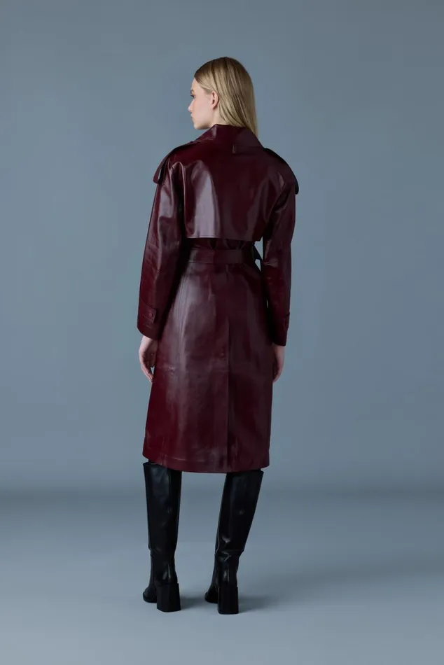Trenches and Raincoats Women Mackage CARMELA Leather Trench With Belt Black