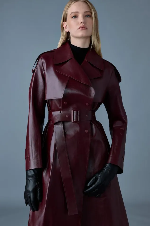 Trenches and Raincoats Women Mackage CARMELA Leather Trench With Belt Black