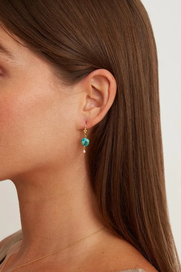 Turquoise And Pearl Drop Earrings Women Chan Luu Earrings